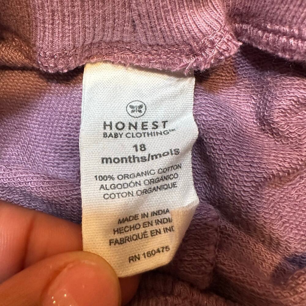 Honest Baby Two Piece Matching Sweatsuit sz 18 months Purple Floral Sweatsuit - Picture 6 of 8